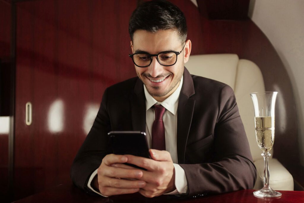 Man looking at stock market on mobile